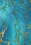 Aquamarine & Gold Marble Patterned Cross Stitch Fabric (image for) Aquamarine & Gold Marble Patterned Cross Stitch Fabric