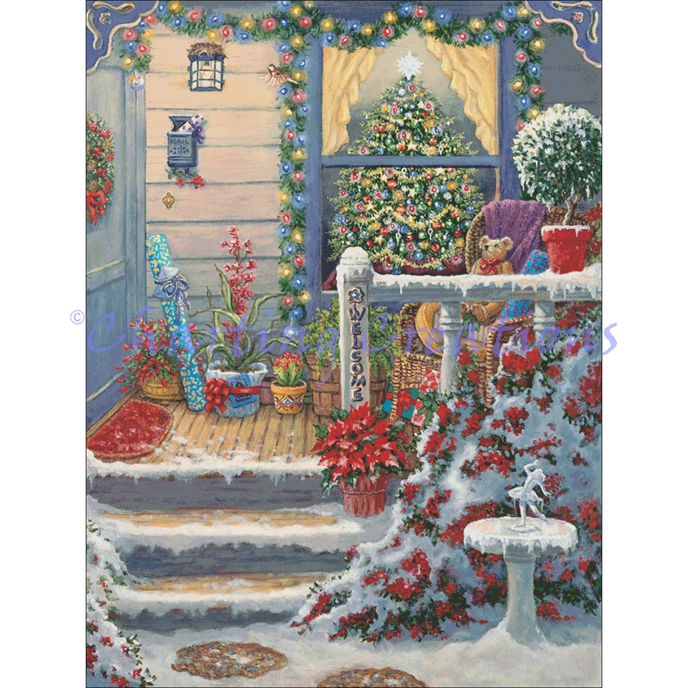 Mountain Christmas Counted Cross Stitch Chart from Artist Abraham ...