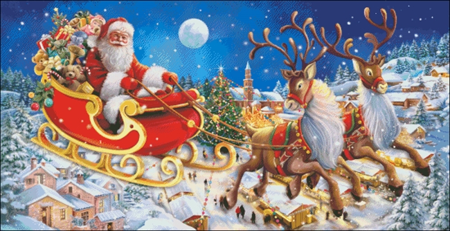 Santa's On His Way : Charting Creations | Unique Counted Cross Stitch ...